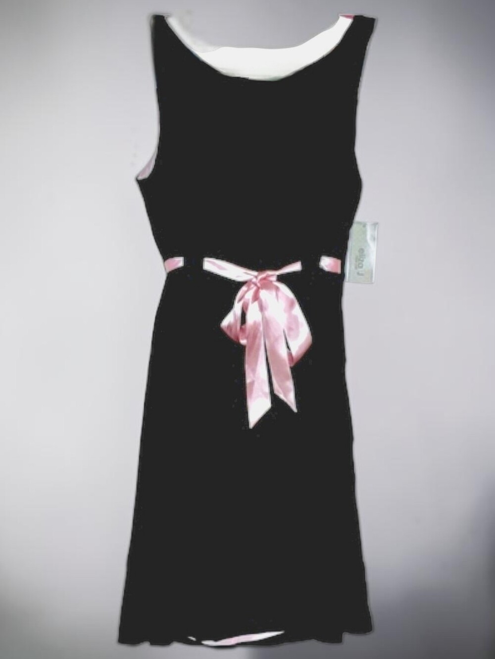 Eliza J NWT Fit And Flare Dress Black W/ Pink Sash Size 14 Back Zip Closure